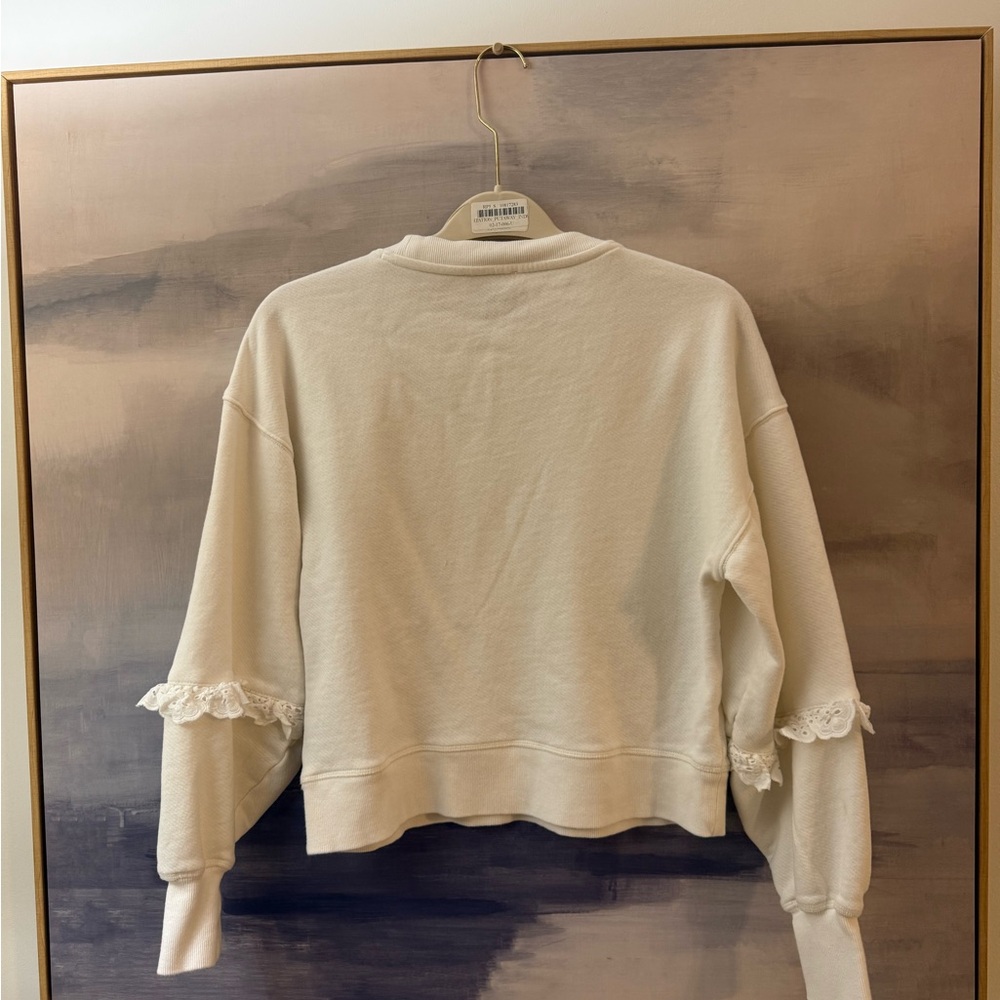 PAIGE Cream Lace-Trimmed Eyelet Sweatshirt - Picture 5 of 6